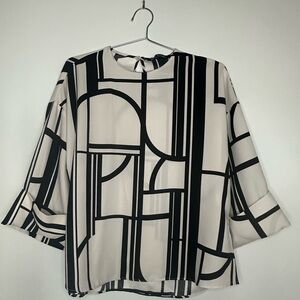 Zara Monochrome Abstract Women's Blouse